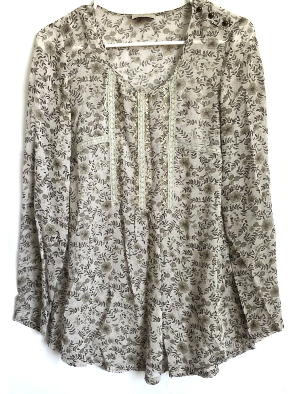 WRAP Designed In London Floral Sequin Crochet Insert Tunic Top 2